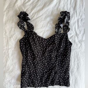 Reformation Black and White Polka Dot Jane Blouse size 8